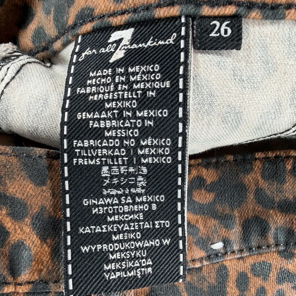 7 For All Mankind Leopard Print Kick Flare Jeans SZ 26 Stretch Animal Crop NWOT - Picture 6 of 8